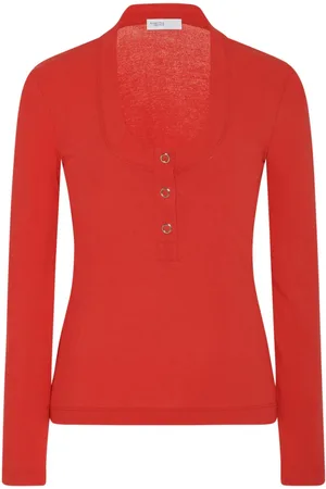 ROSETTA GETTY Henley ribbed-knit top