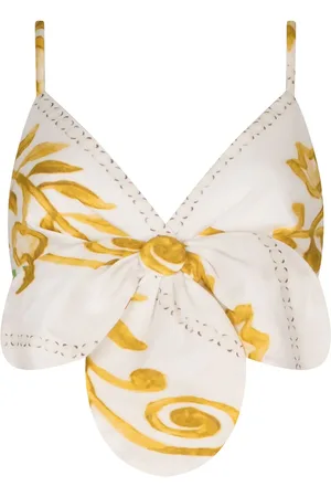 Silvia Tcherassi Flor linen crop top