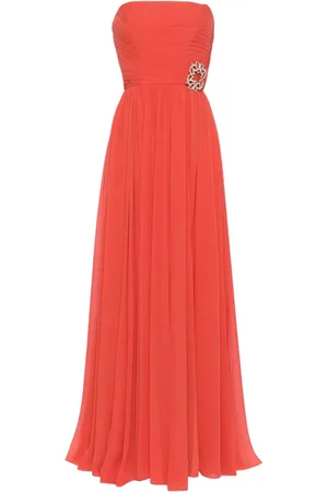 Elie saab Crystal-embellished strapless silk gown