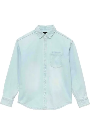 Purple Brand Logo-embossed denim shirt
