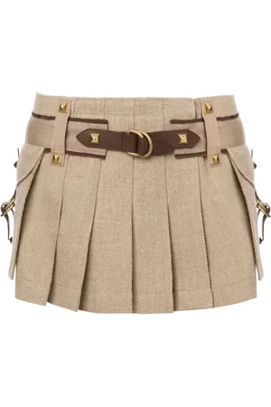 Alberta Ferretti Pleated linen miniskirt