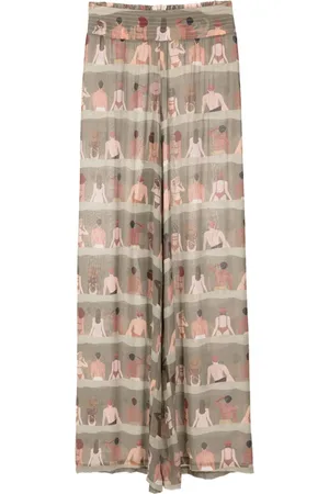 AMIR SLAMA Graphic-print silk trousers