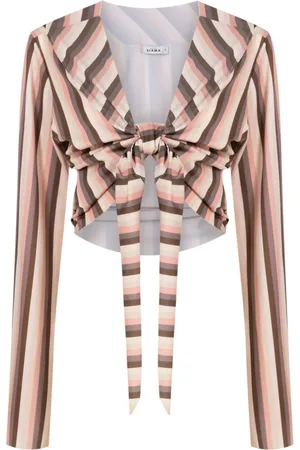 AMIR SLAMA Striped long-sleeve crop top