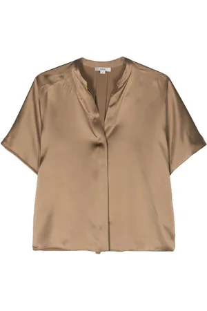 Vince Split-neck satin silk shirt