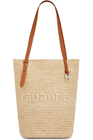 Paco rabanne Logo-embroidered raffia tote bag