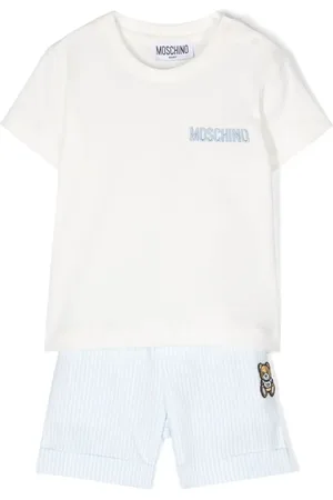 Moschino Teddy Bear-patch striped shorts set