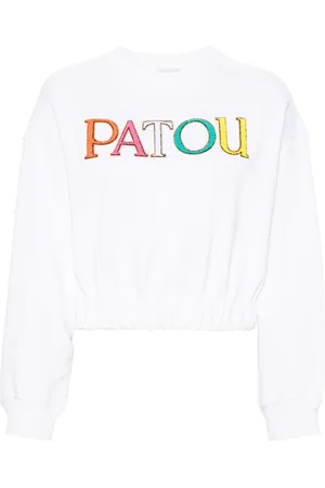 Patou Flocked-logo cropped sweatshirt