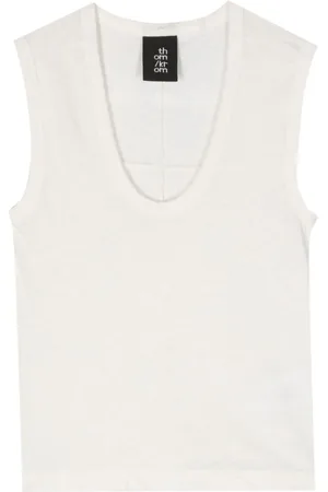 THOM KROM Scoop-neck linen blend tank top