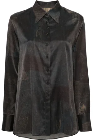 ZIGGY CHEN Abstract-print satin shirt