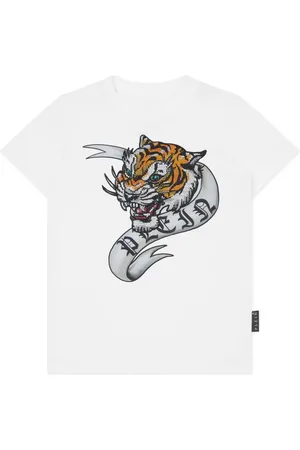 Philipp Plein Crystal-embellished tiger cotton T-shirt