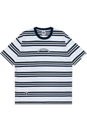A Bathing Ape Logo-embroidered striped cotton T-shirt