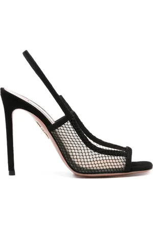 Aquazzura Mesh-panelling suede sandals