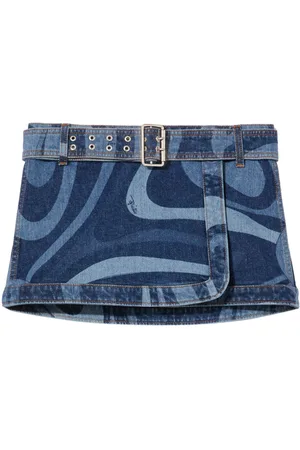 Puccini Marmo-print denim miniskirt