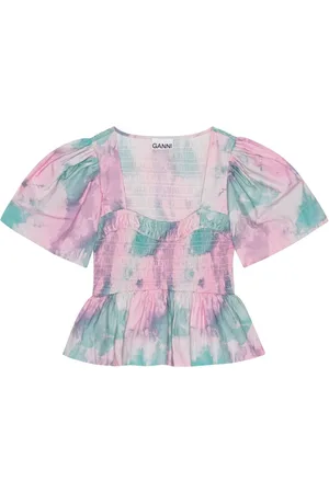 Ganni Tie-dye organic cotton blouse