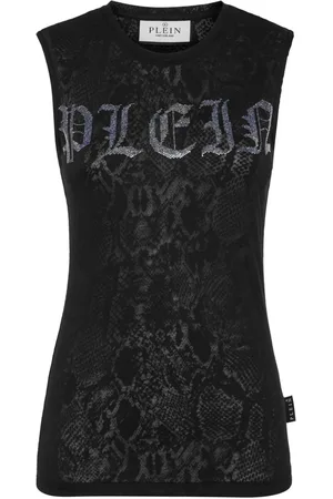 Philipp Plein Crystal-embellished logo-print tank top