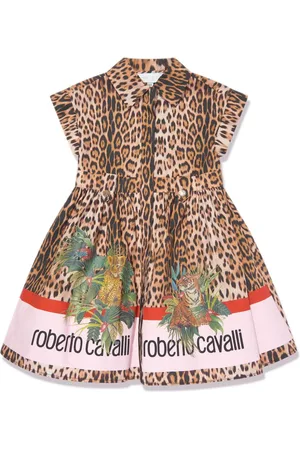 Roberto Cavalli Junior long-sleeves cotton dress - Yellow