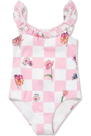 VERSACE Blossom check-print swimsuit