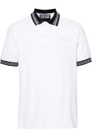 VERSACE Logo-embroidered cotton polo shirt