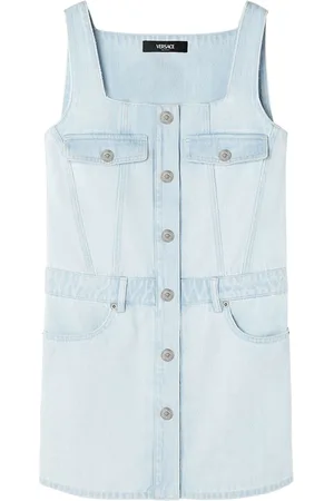 VERSACE Medusa-buttons denim minidress