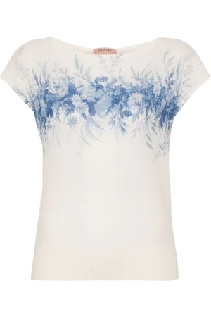 Twin-Set Floral-print ribbed top