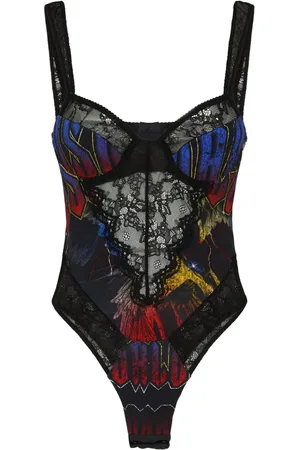 KARL LAGERFELD LACE BODY, Black Women's Lingerie Bodysuit