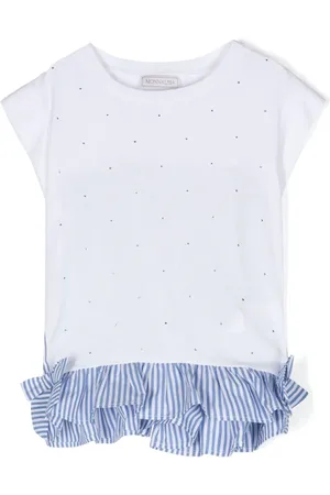 MONNALISA Rhinestone embellished striped T-shirt
