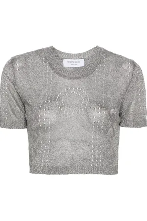 Marine Serre Metallic fine-ribbed top