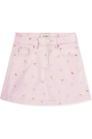 DL1961 Kids Jenny Sign-embroidered denim skirt