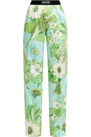 Tom Ford Logo-waistband floral-print trousers