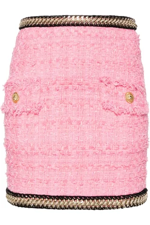 Balmain Chain-embellished tweed miniskirt