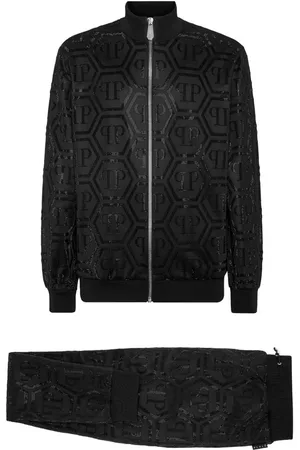 Philipp Plein Monogram-pattern zip-up tracksuit set