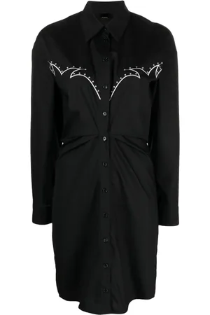 Pinko Embroidered cotton shirt dress