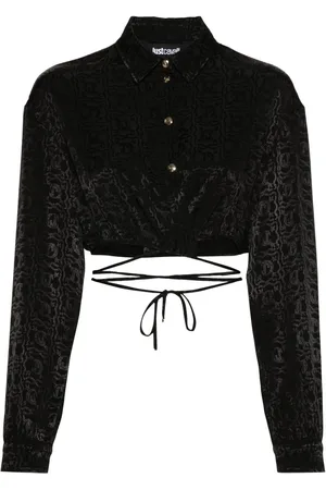 Roberto Cavalli Monogram jacquard cropped blouse