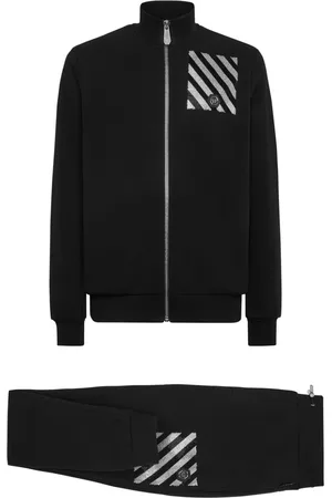Philipp Plein Crystal-rainbow stripe tracksuit