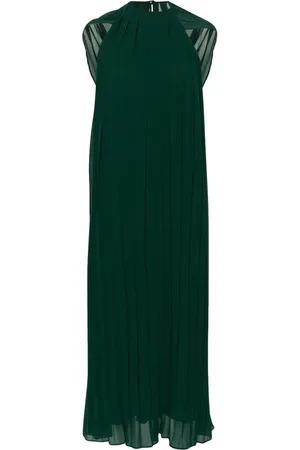 SEMICOUTURE Draped-shoulder pleated dress