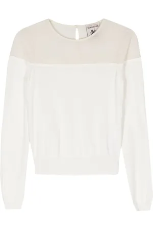 SEMICOUTURE Crepe-panel fine-knit jumper