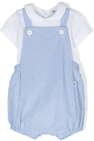 Il gufo Striped dungarees set