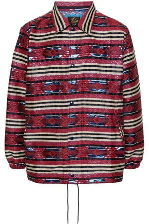 Pins & Needles Patterned-jacquard striped shirt jacket