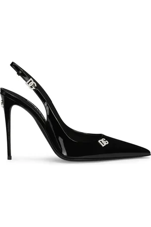 Dolce & Gabbana Logo-plaque slingback leather pumps