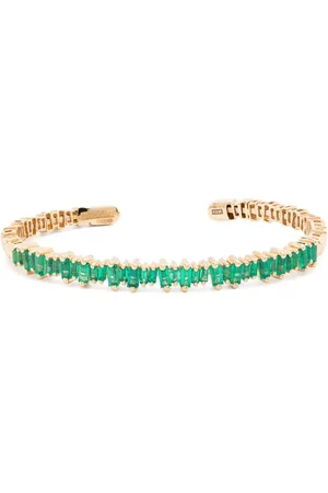 Suzanne Kalan 18kt yellow Bold emerald open-cuff bracelet