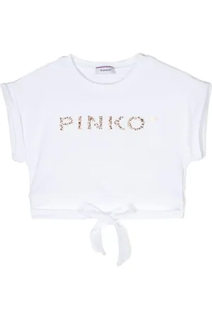 Pinko Crystal-embellished logo cropped T-shirt