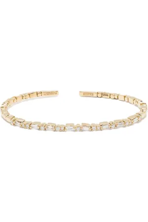 Suzanne Kalan 18kt yellow Thin Mix diamond open-cuff bracelet