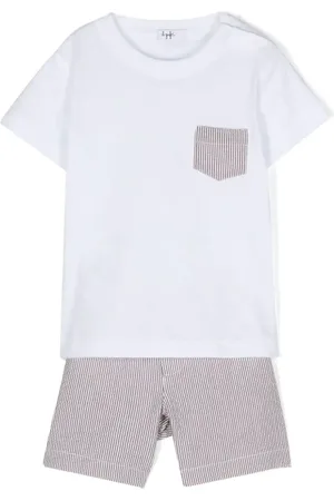 Il gufo Striped cotton shorts set