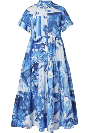 Erdem Tapestry-print tiered-skirt midi dress
