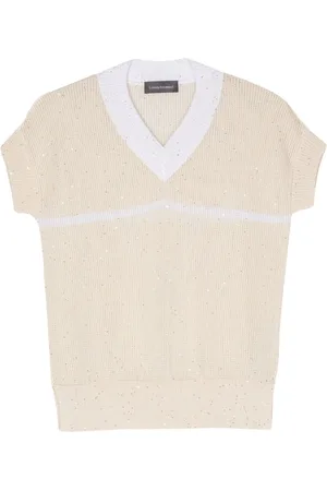 LORENA ANTONIAZZI Sequin-embellished knitted T-shirt