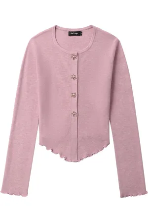 tout a coup Floral-buttoned ruffled cardigan
