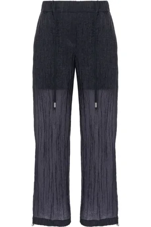 PESERICO SIGN Seersucker straight trousers