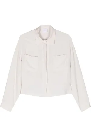 ..,MERCI Crepe cropped shirt