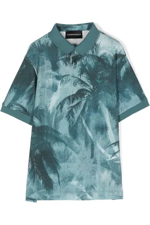 Emporio Armani Palm tree-print cotton polo shirt