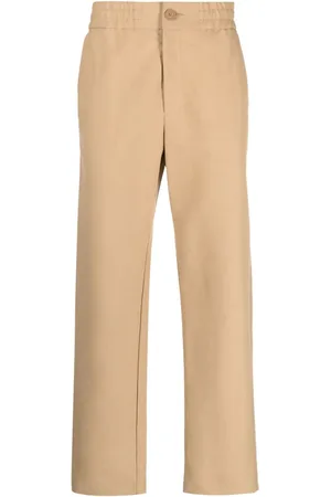 VERSACE Logo-patch straight-leg trousers
